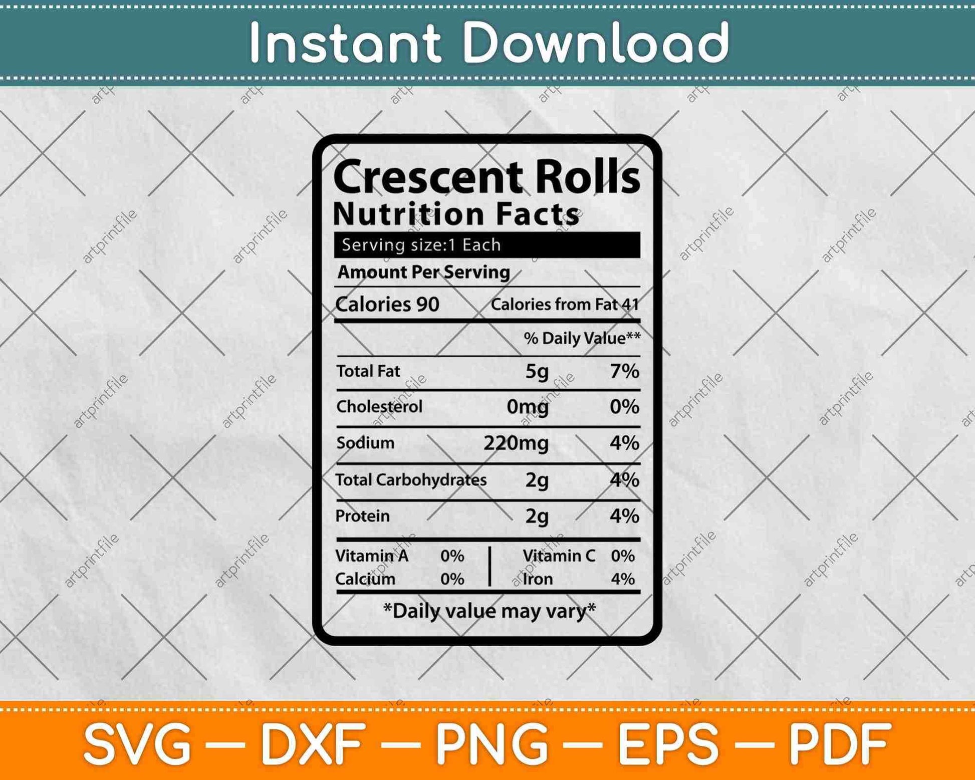Crescent Rolls Nutrition Facts Svg Png Dxf Digital Cutting File
