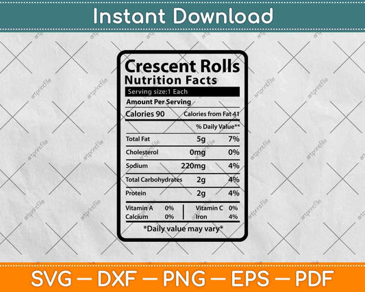 Crescent Rolls Nutrition Facts Svg Png Dxf Digital Cutting File