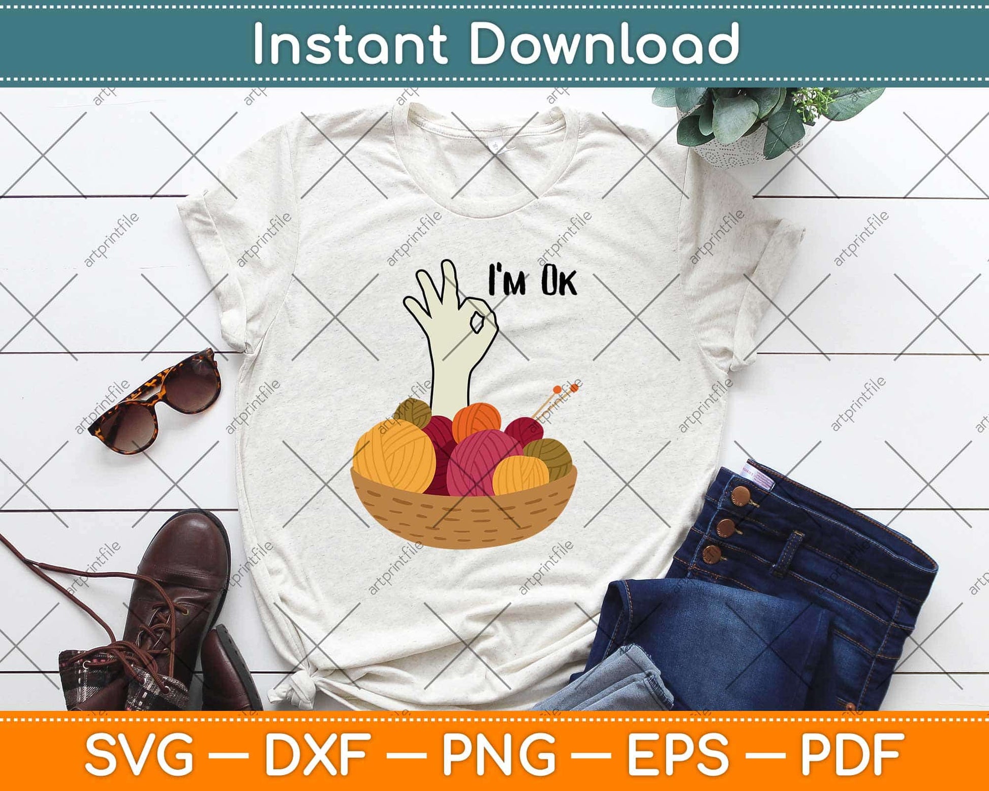 Crochet And Knitting I'm Ok Svg Design Cricut Printable Cutting Files
