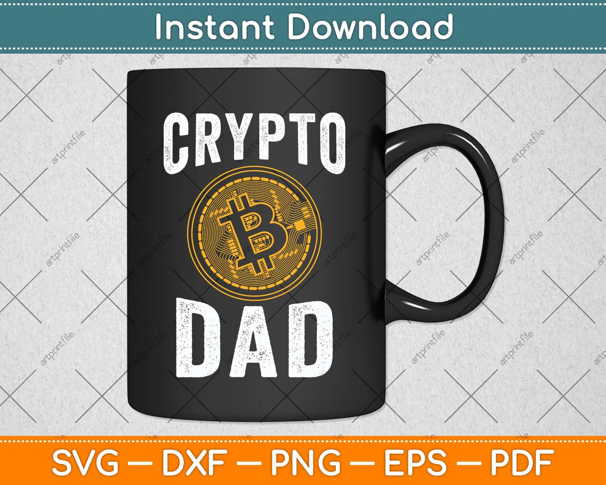 Crypto Dad - Investor Bull Day Trader Trading Bitcoin BTC Svg Png Dxf Digital Cutting File