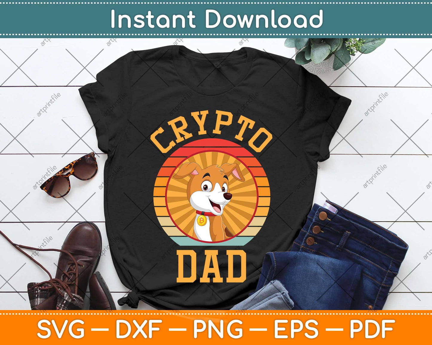 Crypto Dad Traders Pair With Bitcoin Vintage Svg Png Dxf Digital Cutting File