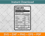 Cupcake Nutrition Facts Funny Thanksgiving Svg Png Dxf Digital Cutting File