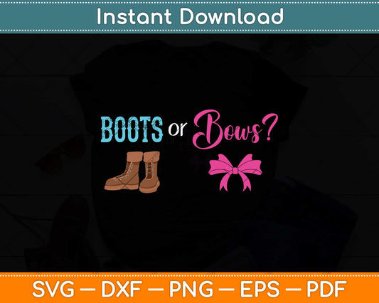 Cute Boots or Bows Gender Reveal Party Svg Png Dxf Digital Cutting File