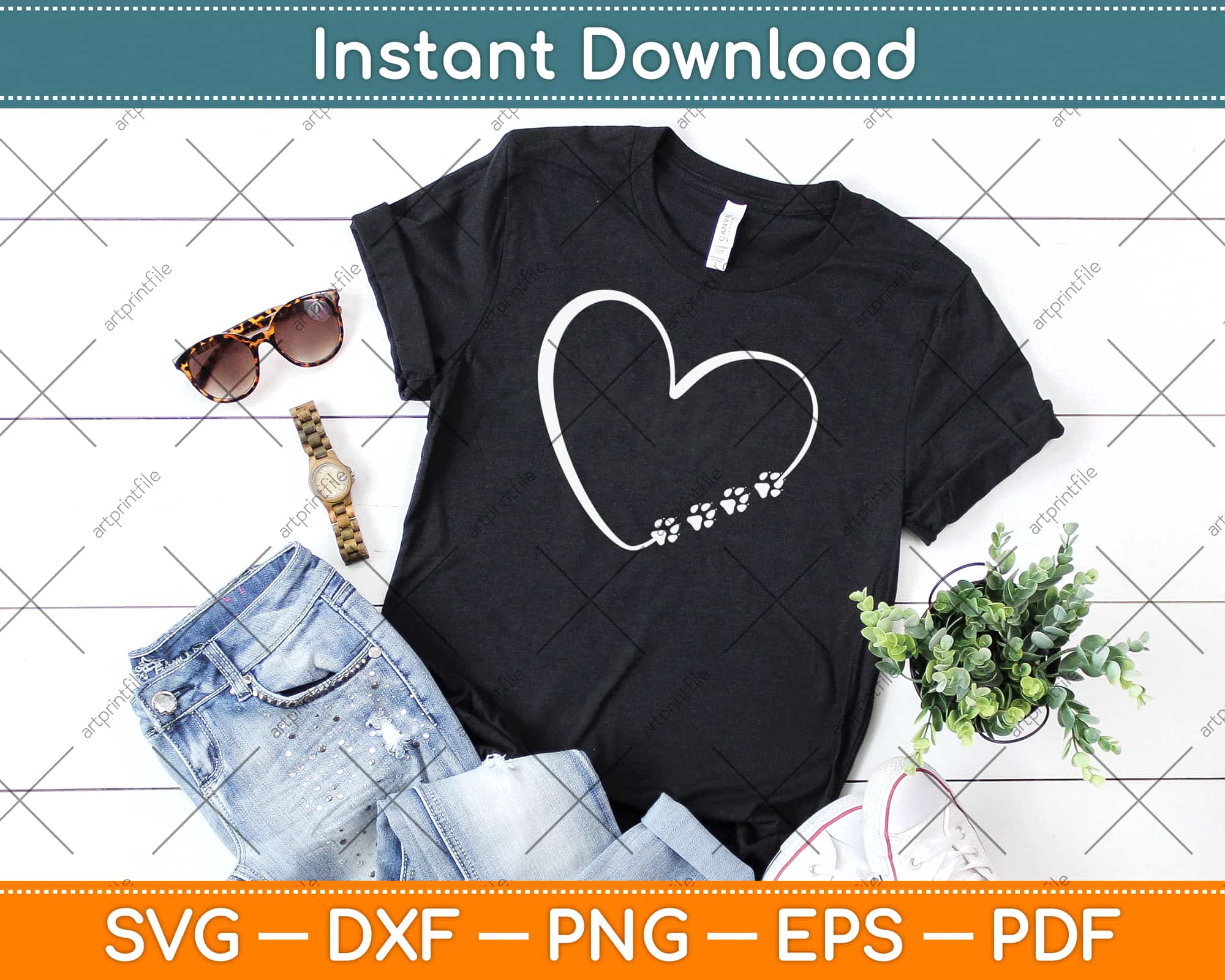 Paw Print Heart SVG design