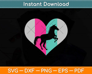 Cute Horse Retro Heart Horse Svg Png Dxf Digital Cutting File