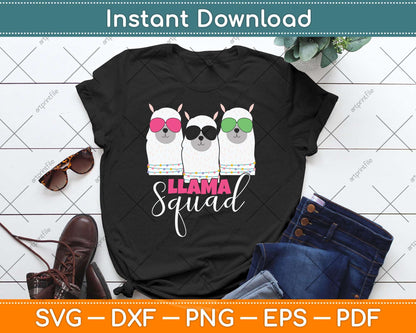 Cute Llama Squad Retro 80s Style Svg Png Dxf Digital Cutting File