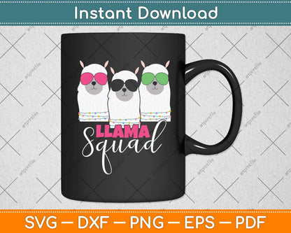 Cute Llama Squad Retro 80s Style Svg Png Dxf Digital Cutting File