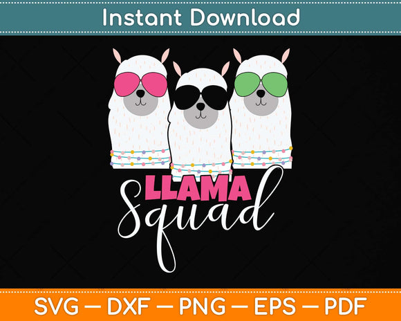 Cute Llama Squad Retro 80s Style Svg Png Dxf Digital Cutting File