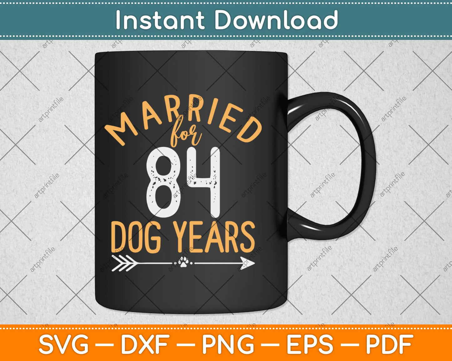 Cute Married For 84 Dog Years 12th Anniversary Svg Design Cricut Cutting Files