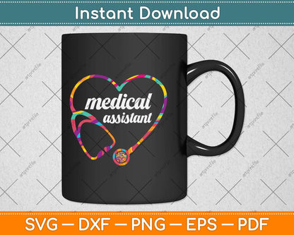Cute Medical Assistant Colorful Stethoscope Heart Svg Png Dxf Digital Cutting File