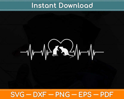 Cute Rat Lover Mouse Pet Owner Rodent Animals Heartbeat Svg Png Dxf Cutting File