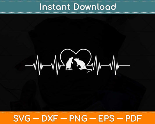 Cute Rat Lover Mouse Pet Owner Rodent Animals Heartbeat Svg Png Dxf Cutting File