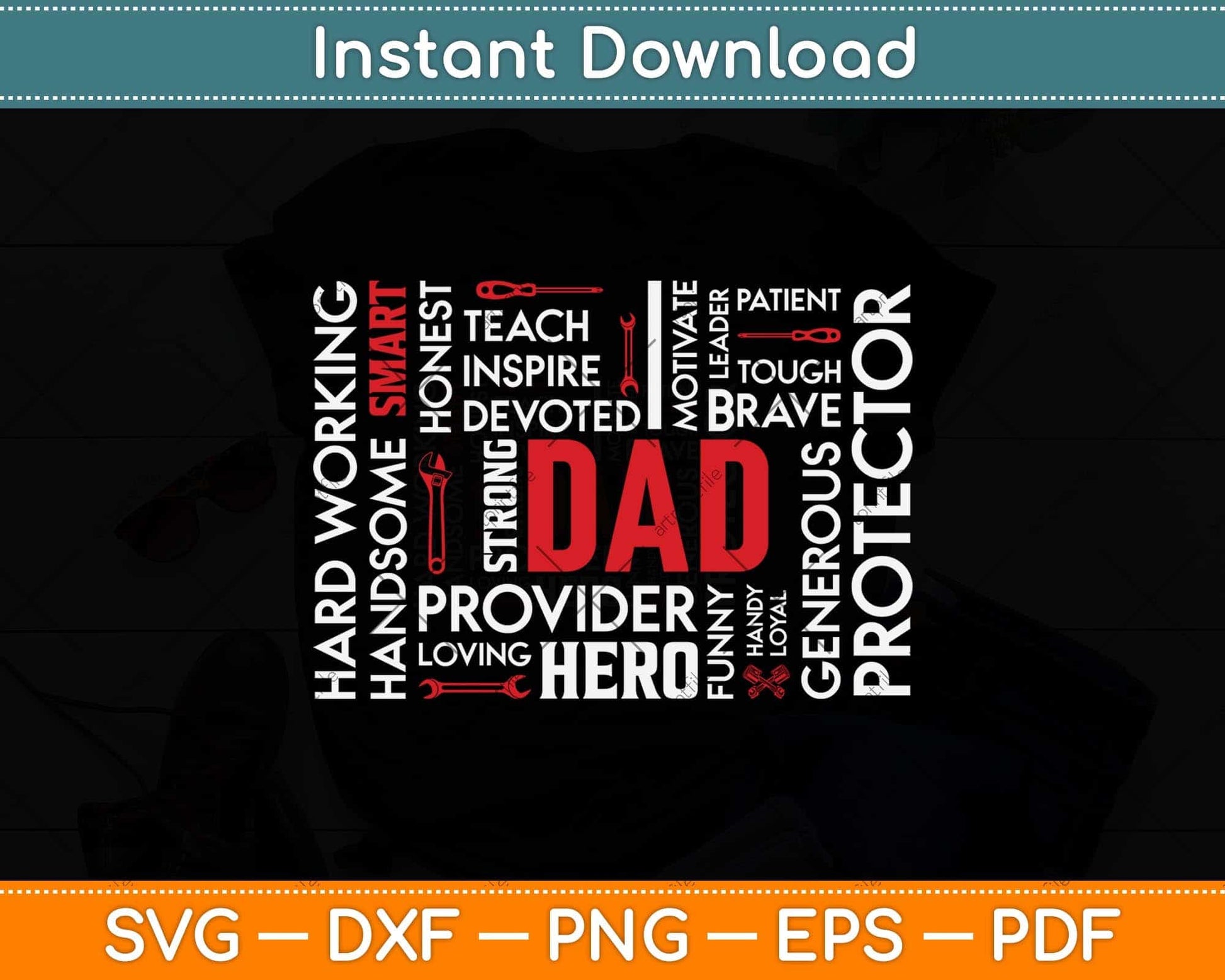 Dad Word Art Father's Day Svg Png Dxf Digital Cutting File