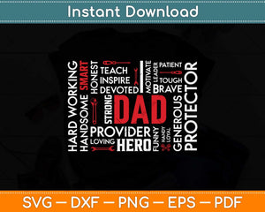 Dad Word Art Father's Day Svg Png Dxf Digital Cutting File