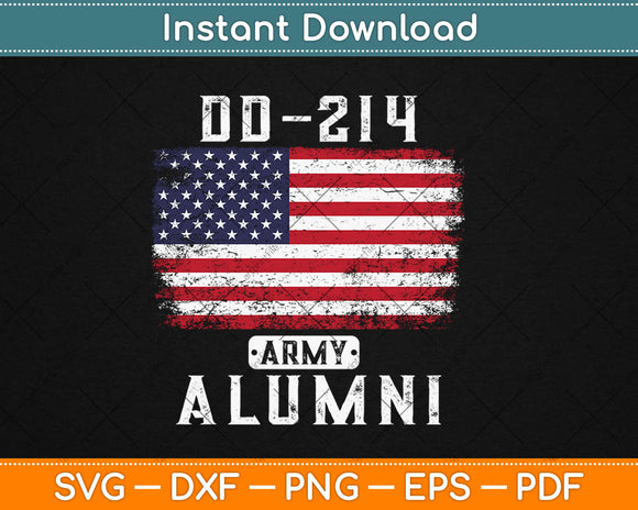DD-214 US Army Alumni Vintage American Flag Svg Design Cricut Printable Cut Files