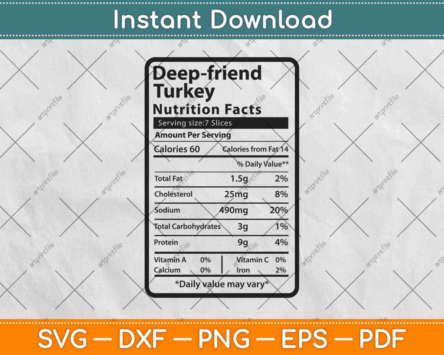 Deep Fried Turkey Nutrition Facts Svg Png Dxf Digital Cutting File