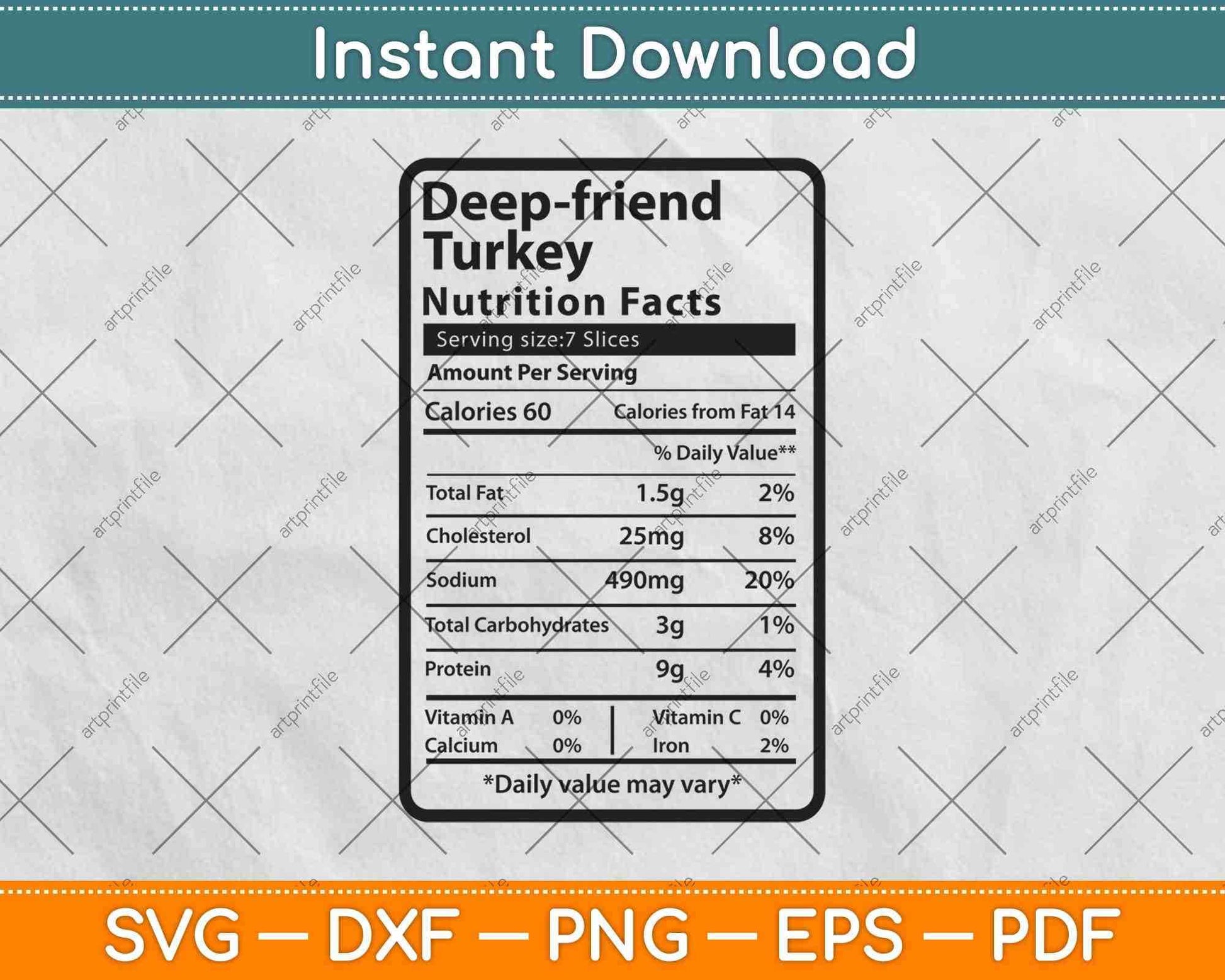 Deep Fried Turkey Nutrition Facts Svg Png Dxf Digital Cutting File