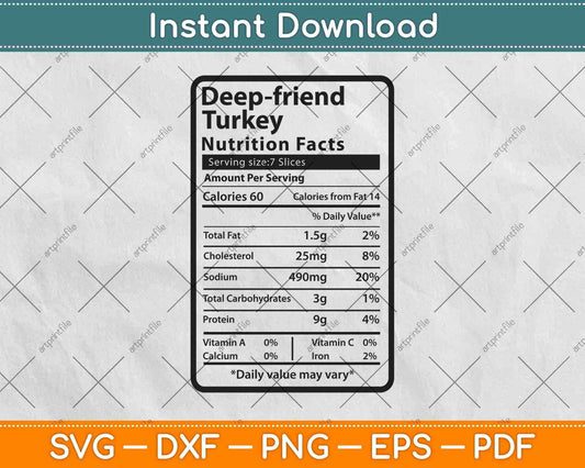 Deep Fried Turkey Nutrition Facts Svg Png Dxf Digital Cutting File