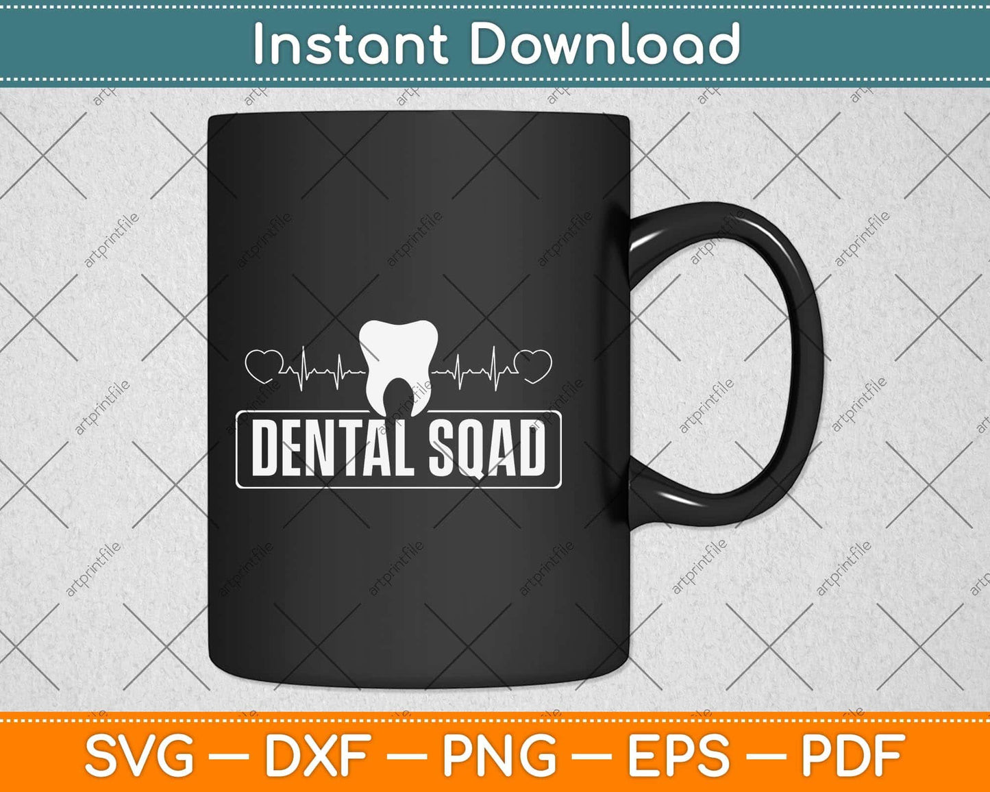 Dental Squad Heartbeat Teeth Dentist Svg Png Dxf Digital Cutting File