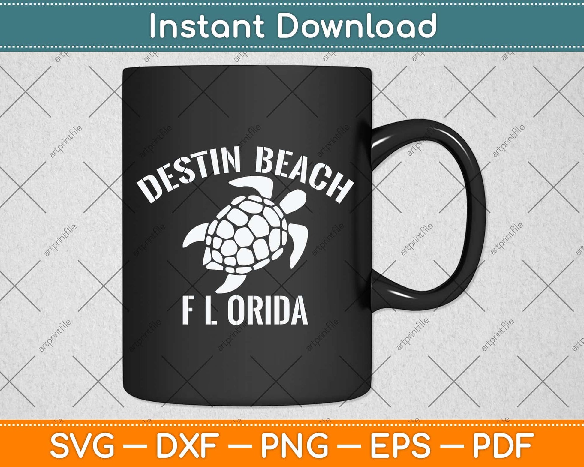 Destin Beach FL Beach Tribal Turtle Svg Png Dxf Digital Cutting File