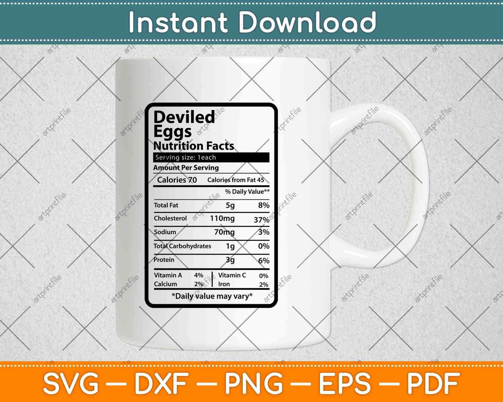 Deviled Eggs Nutrition Facts Thanksgiving Svg Png Dxf Digital Cutting File