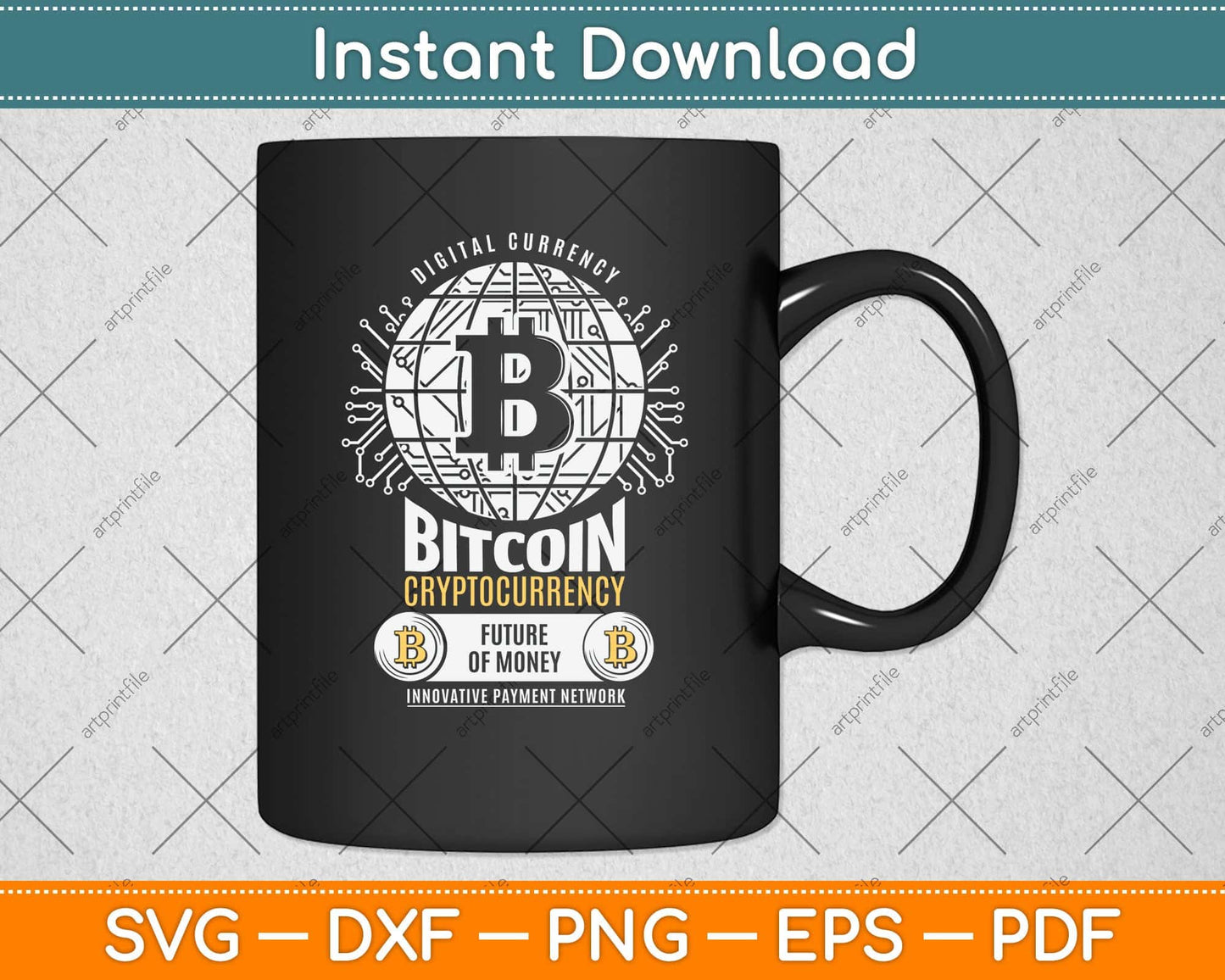 Digital Currency Bitcoin Cryptocurrency Crypto Svg Png Dxf Digital Cutting File