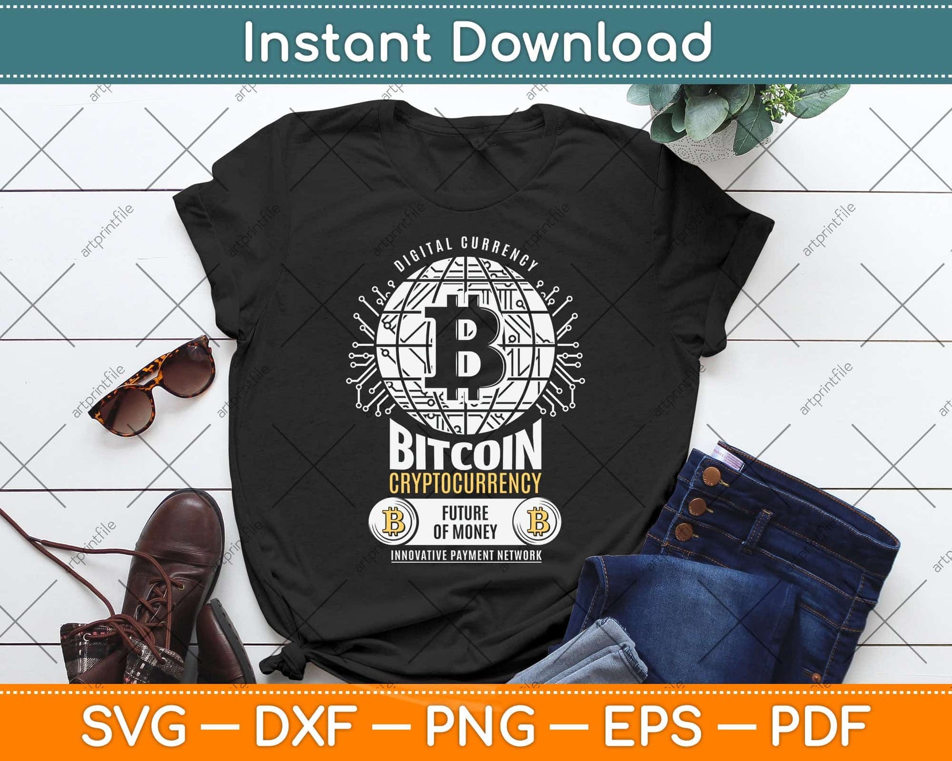 Digital Currency Bitcoin Cryptocurrency Crypto Svg Png Dxf Digital Cutting File