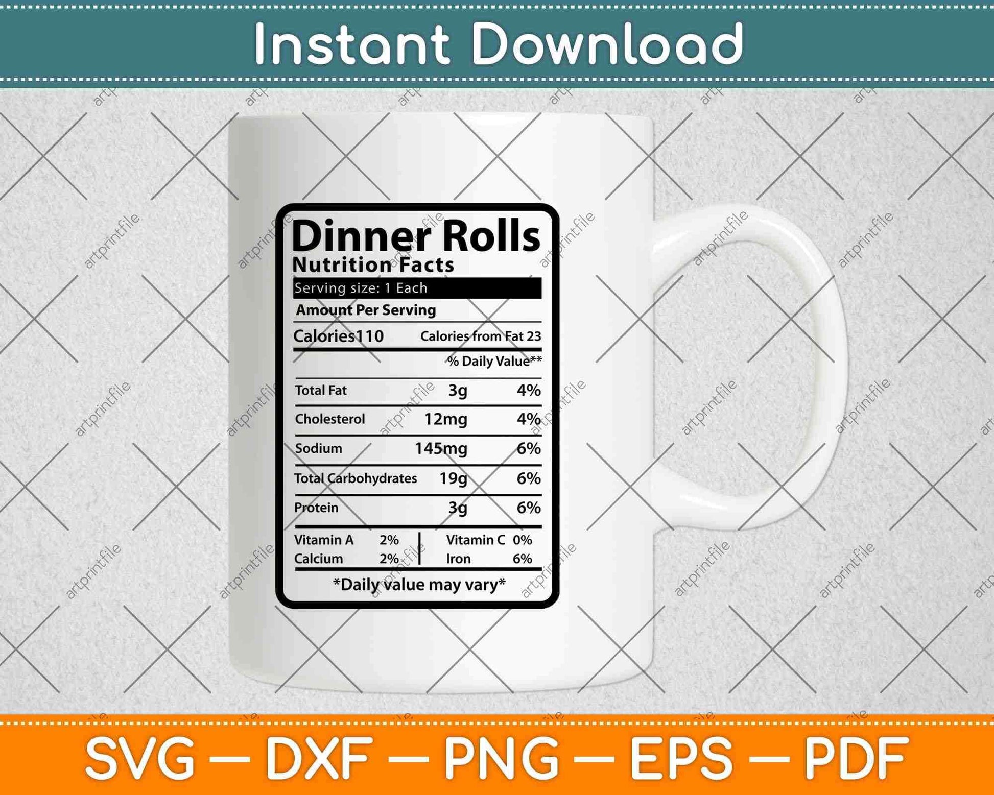 Dinner Rolls Nutrition Facts Svg Png Dxf Digital Cutting File