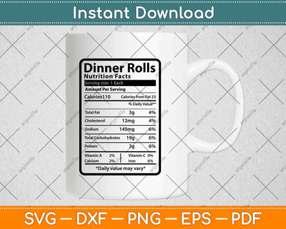 Dinner Rolls Nutrition Facts Svg Png Dxf Digital Cutting File