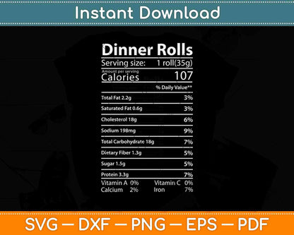 Dinner Rolls Nutrition Facts Thanksgiving Gifts Turkey Day Svg Design