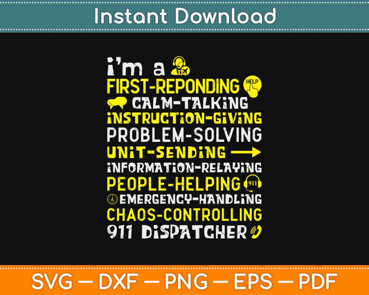 Dispatcher 911 Thin Yellow Line Emergency Appreciation Gift Svg Design