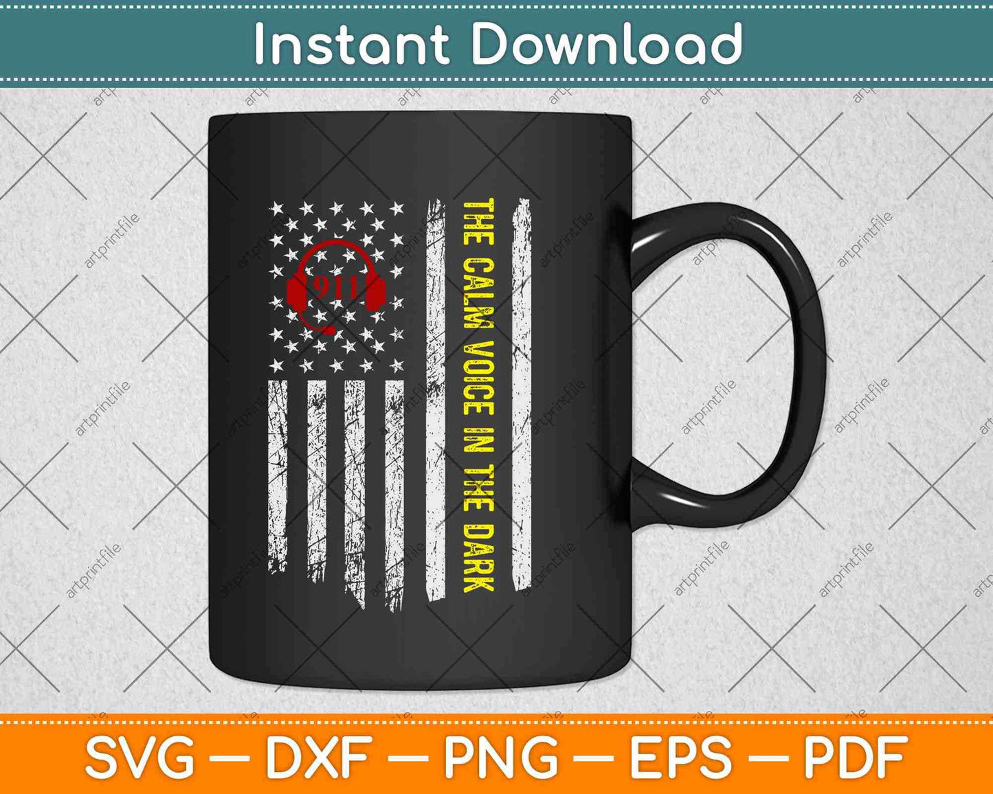 Dispatcher Gifts Thin Yellow & Red Line 911 Emergency Svg Design