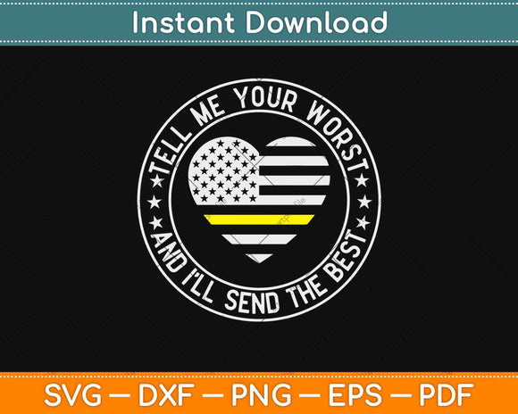 Dispatcher Usa Flag Heart Thin Yellow Line Proud American Svg Design