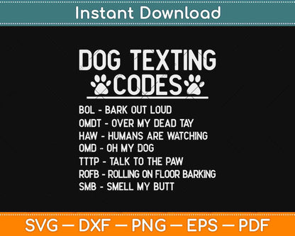 Dog Texting Codes Pets Animals Svg Design Cricut Printable Cutting Files