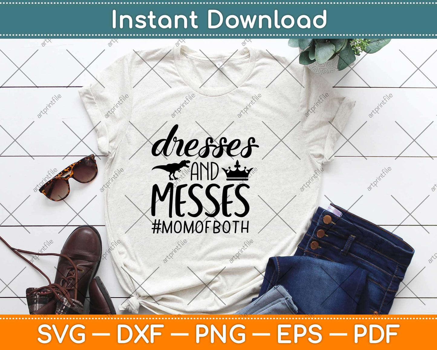 Dresses And Messes Mom Of Both Svg Design Cricut Printable Cutting Files