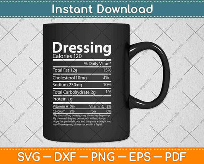 Dressing Nutritional Facts Family Matching Svg Design Cricut Printable Cutting Files