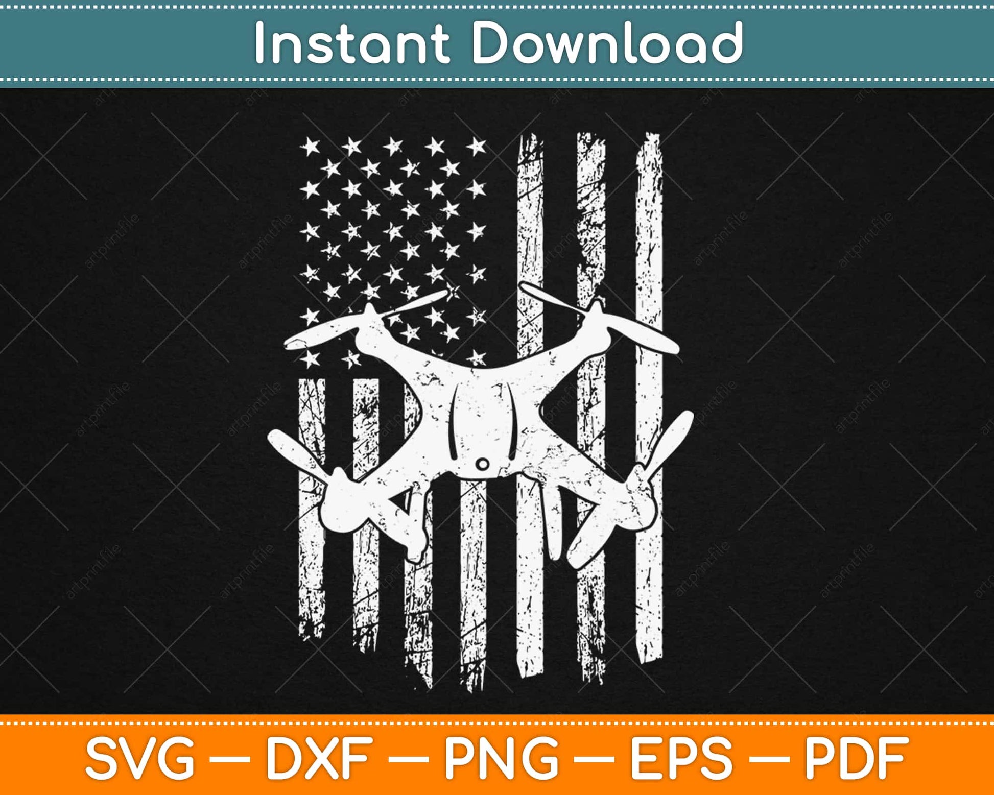 Drone Flag Patriotic Quadcopter UAS UAV Drone Svg Design Cricut Cutting Files