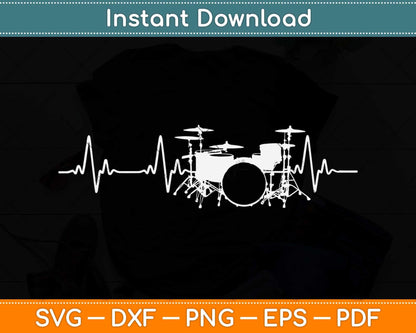 Drum Heartbeat Lifeline Music Lover Gift Drummer Svg Png Dxf Digital Cutting File