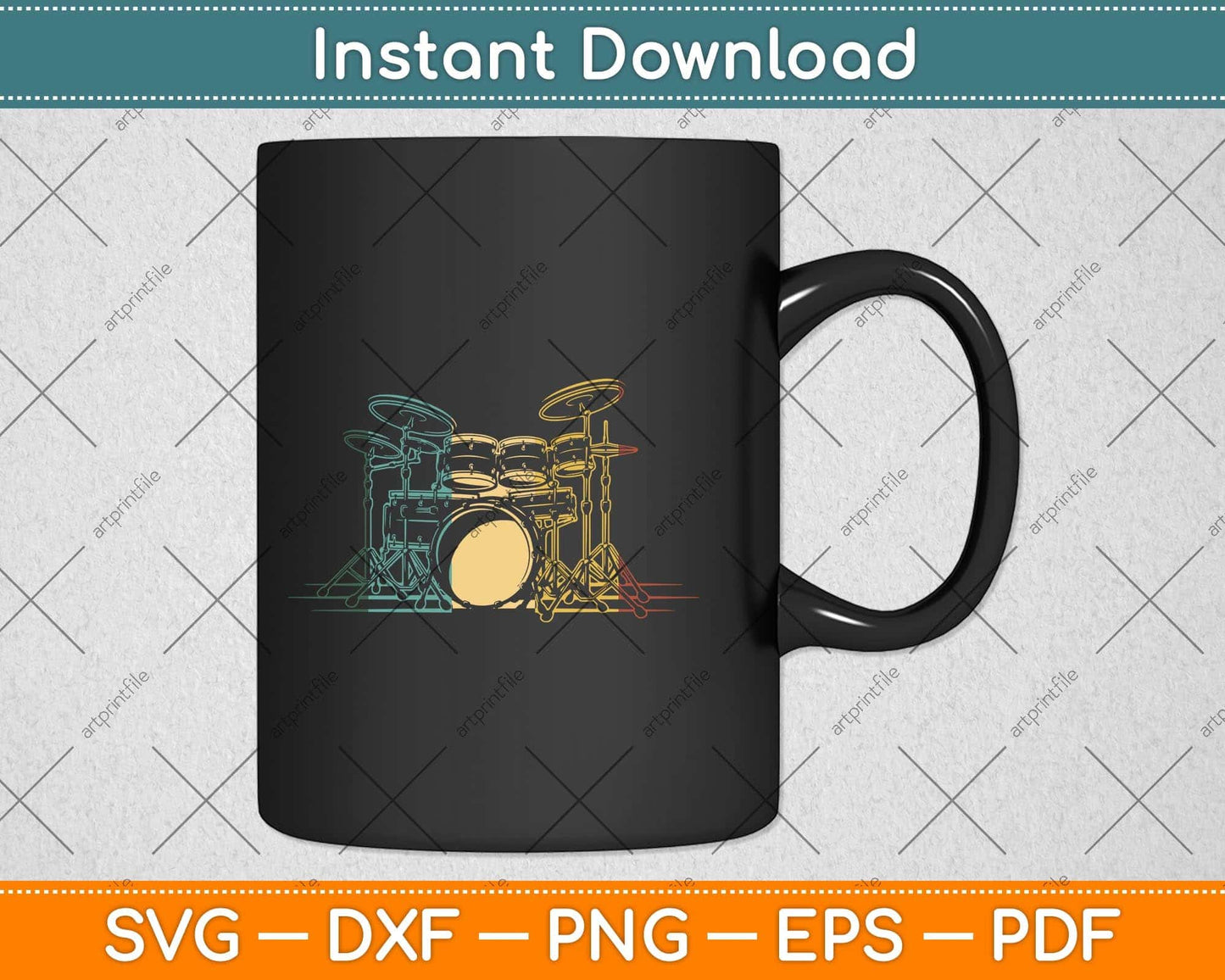 Drummer Retro Vintage Drum Set Drumset Drummers Svg Png Dxf Digital Cutting File