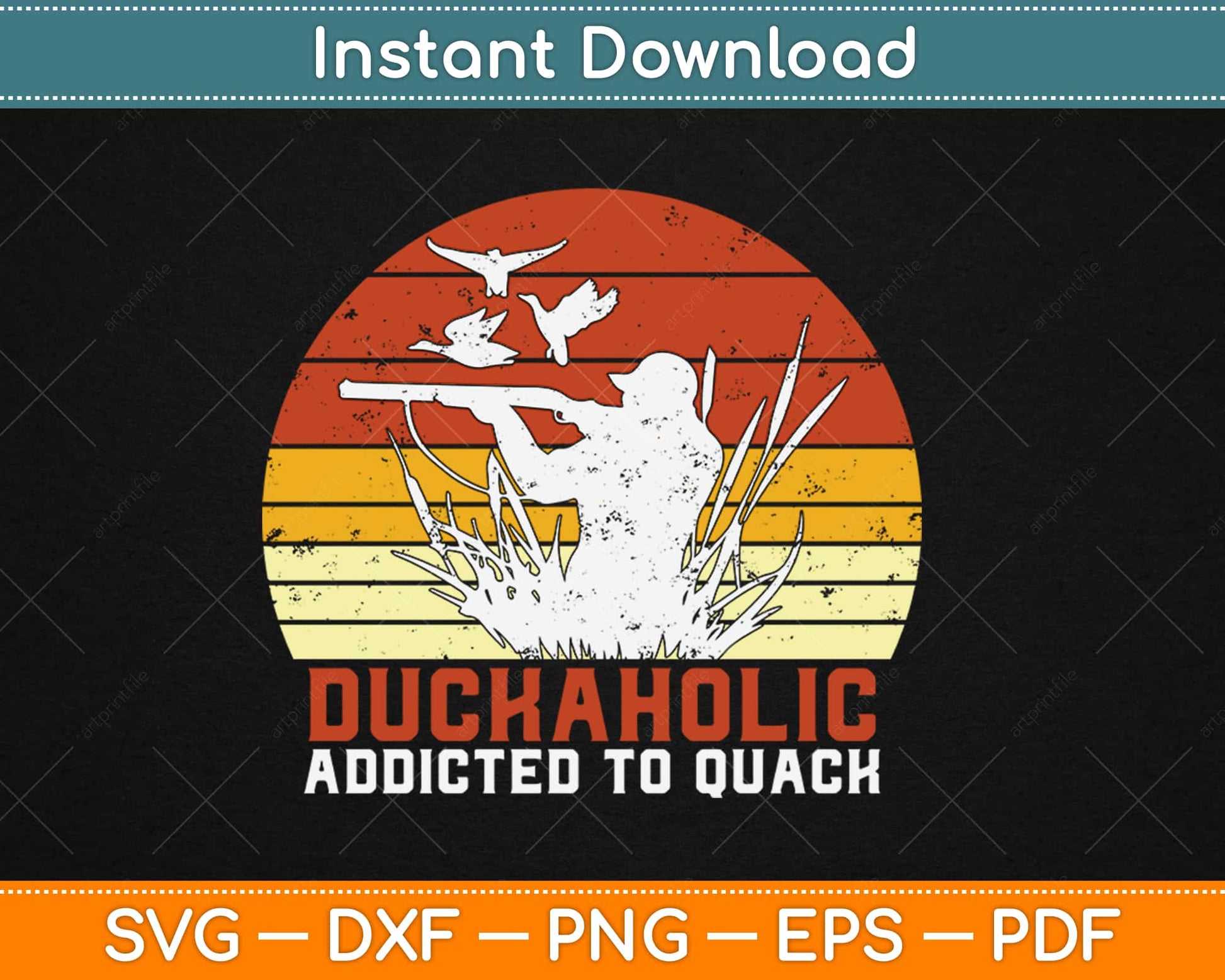 Duckaholic Addicted to Quack Funny Duck Hunting Vintage Retro Style Svg Png Design