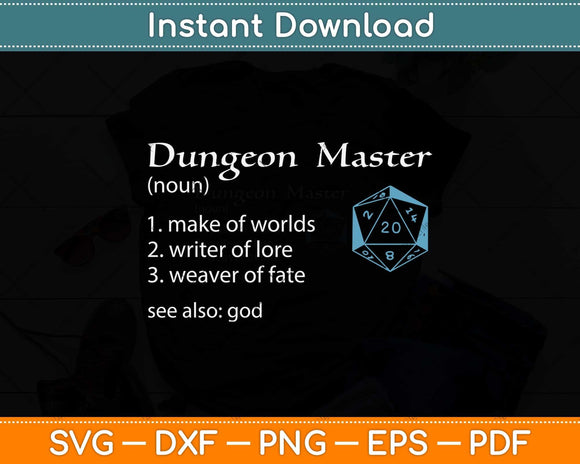 Dungeon and Master (DM) Definition Dungeons and RPG Dragons Svg Cutting File