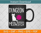 Dungeon Meowster Funny Nerdy Cat D20 Dice RPG Gamer Svg Png Dxf File