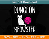 Dungeon Meowster Funny Nerdy Cat D20 Dice RPG Gamer Svg Png Dxf File