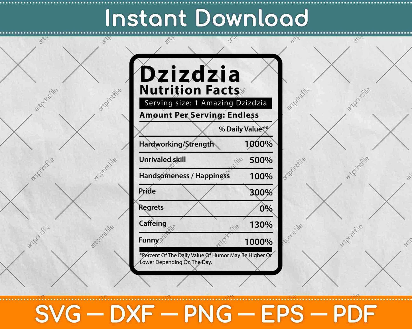 Dziadzia Nutrition Facts Svg Png Dxf Digital Cutting Files