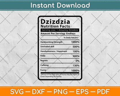 Dziadzia Nutrition Facts Svg Png Dxf Digital Cutting Files
