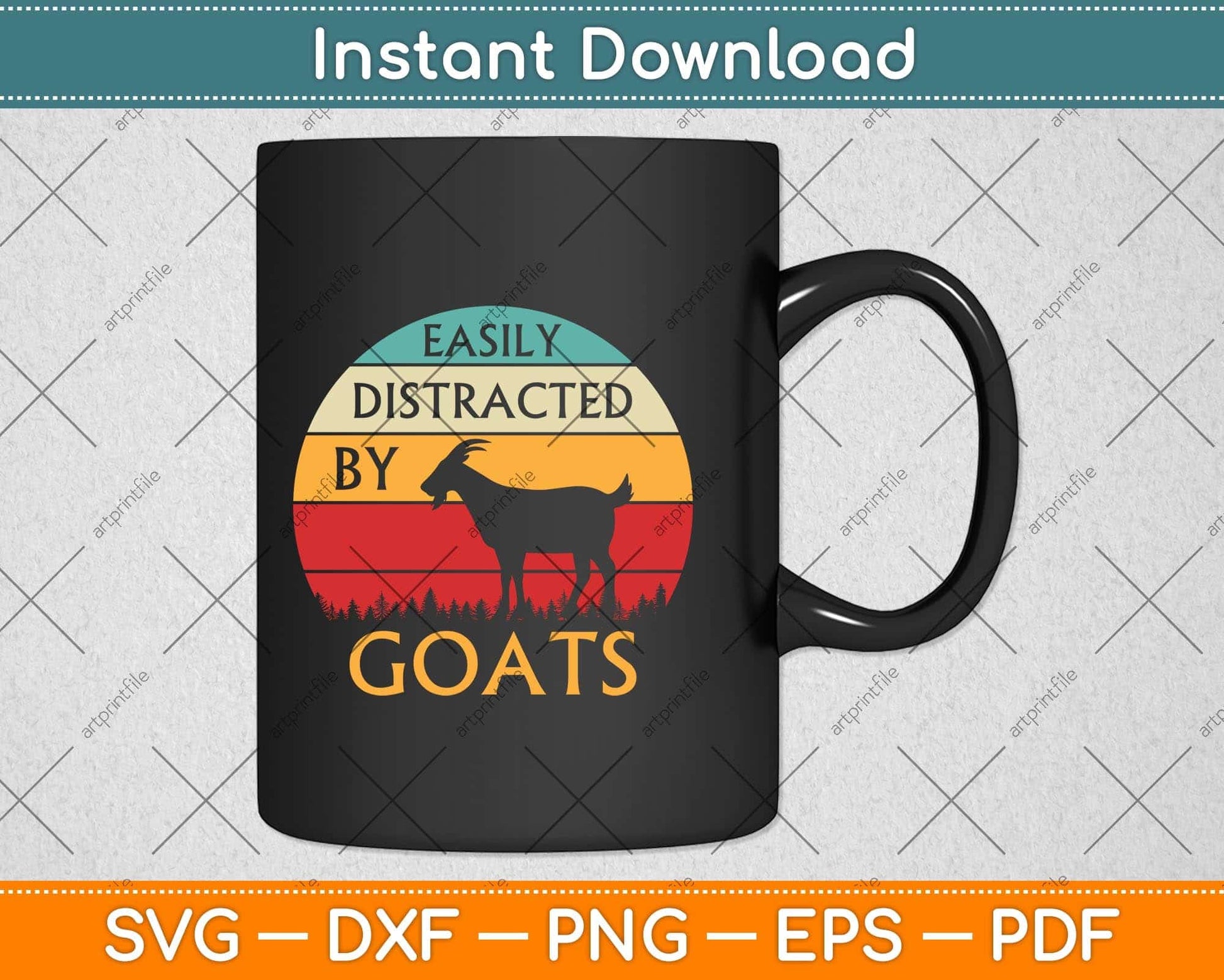 Easily Distracted By Goats Retro Vintage Funny Goat Lover Svg Png Dxf Cutting File