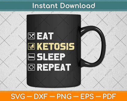 Eat Ketosis Sleep Repeat Keto Diet Svg Design Cricut Printable Cutting Files