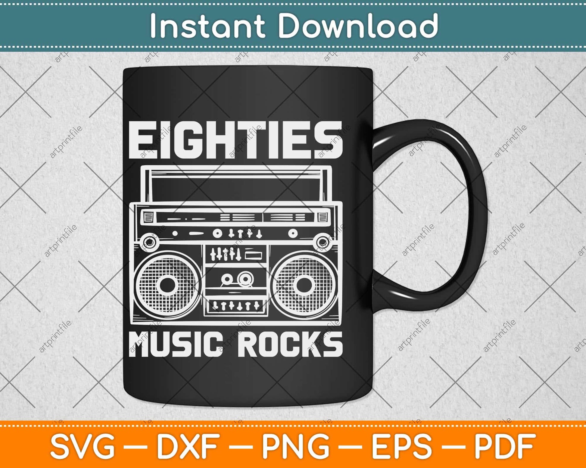 Eighties Music Rocks Svg Png Dxf Digital Cutting File