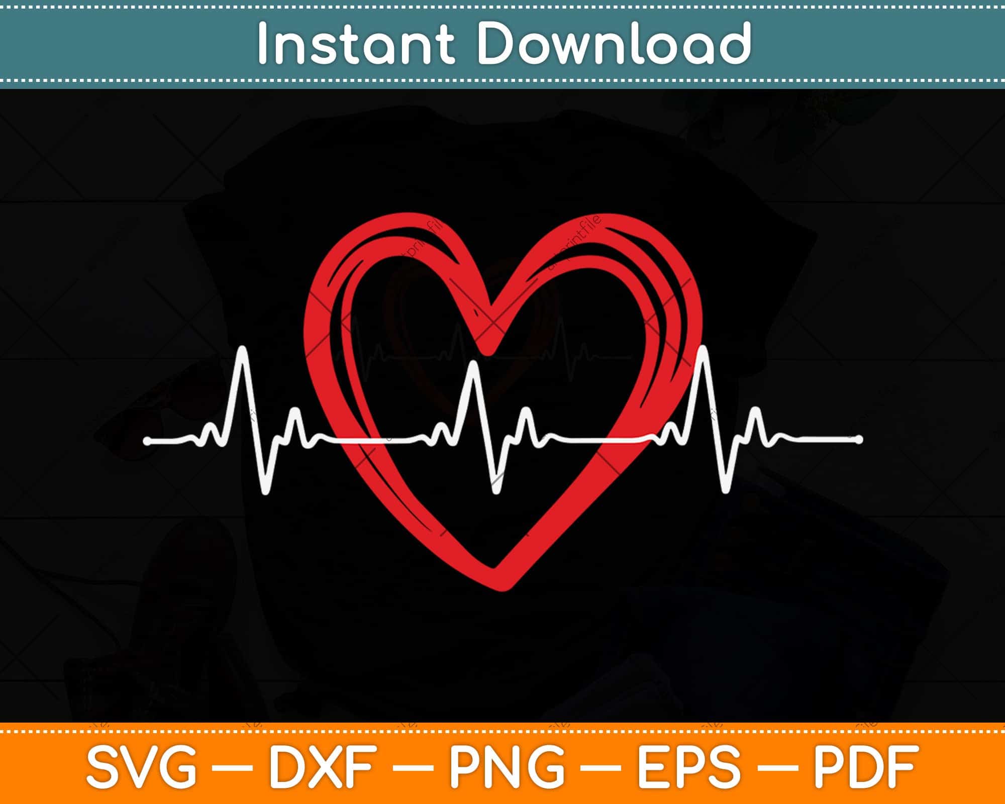 EKG Heartbeat Love Cardiogram Gift Hollow ECG Heart Svg Cutting File –  artprintfile