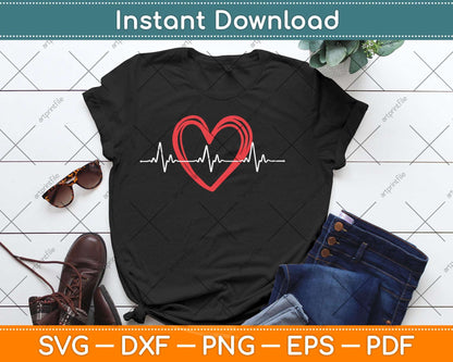 EKG Heartbeat Love Cardiogram Gift Hollow ECG Heart Svg Png Dxf Digital Cutting File